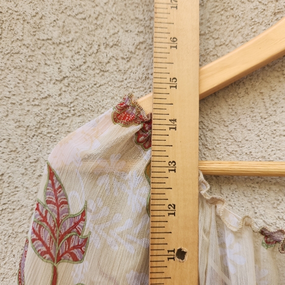 FIG & FLOWER Maxi Dress Women's Large Petite Prarie Tiered Chiffon Boho Puff Slv - Picture 13 of 14